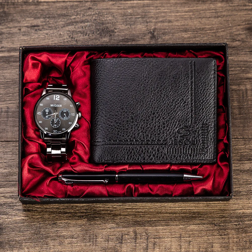 Men's Gift Set Beautifully Packaged Watch + Wallet Pen Set Creative Combination Set afbeelding