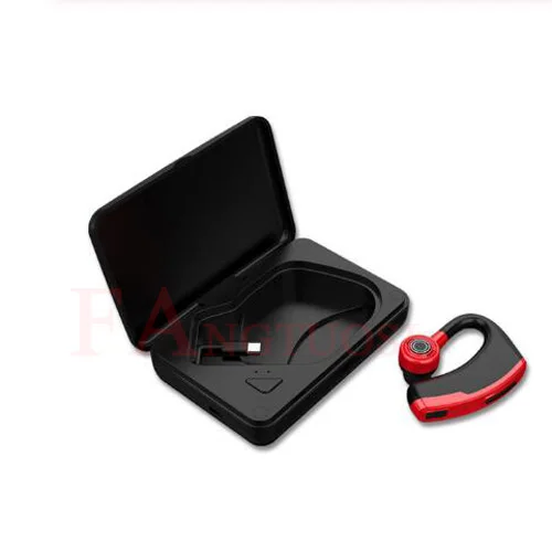 FANGTUOSI High quality Business Wireless Bluetooth Earphone Handsfree Headset With Mic Noise Cancelling Ear-hook Earphones - Цвет: Red with Charge box