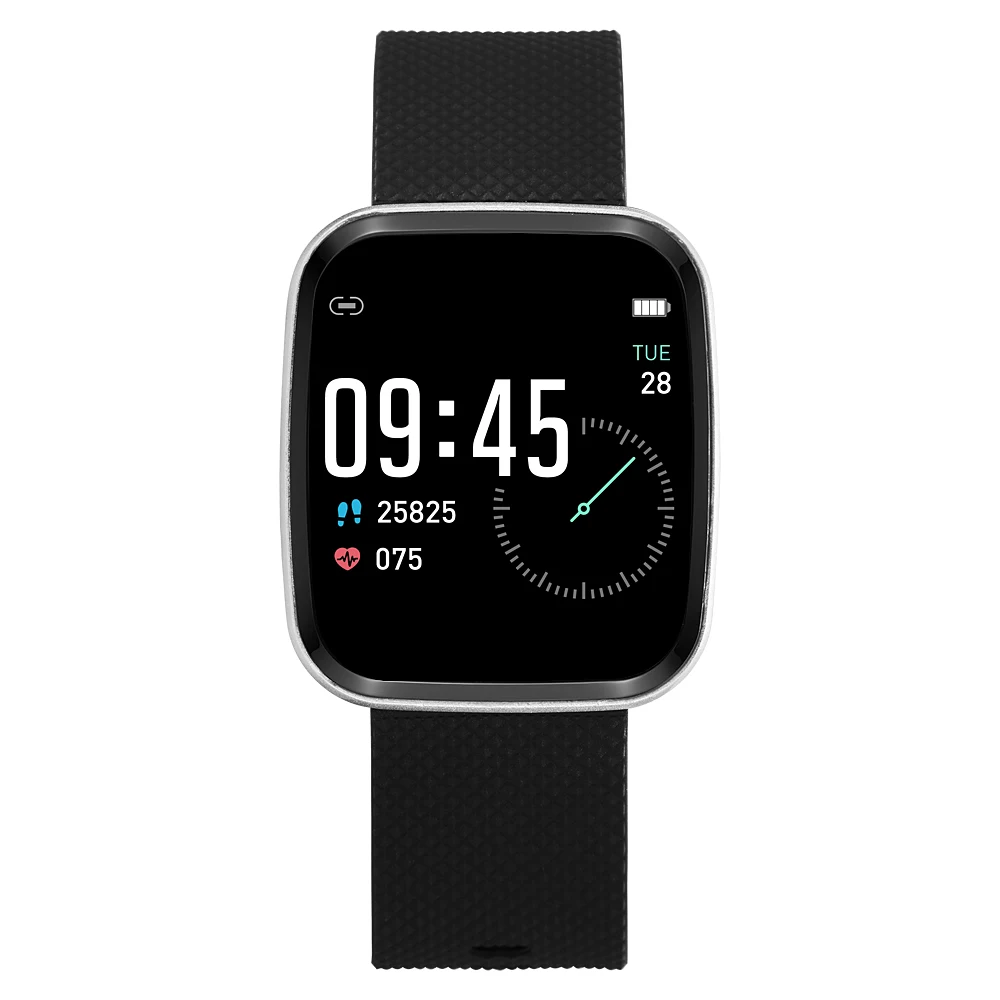 Смарт-часы для телефонов Android iOS, фитнес-трекер 30 м водонепроницаемый с пульсометром трекер сна счетчик шагов - Цвет: Silvery
