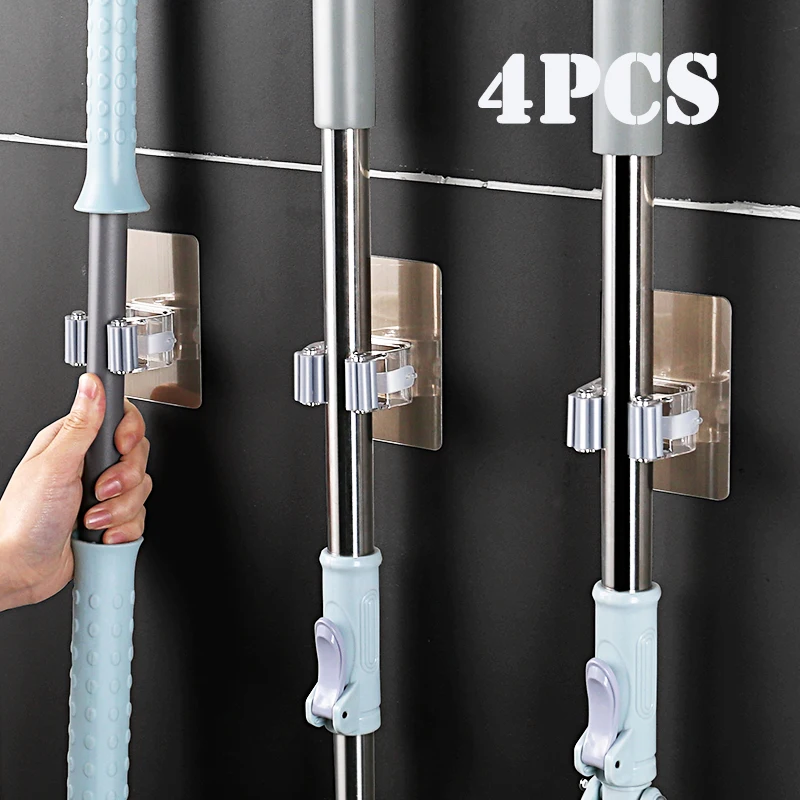 Soporte organizador de fregona montado en la pared, gancho para escoba, estante de almacenamiento para el hogar, ganchos para tubería colgante de succión para baño, herramientas para el hogar