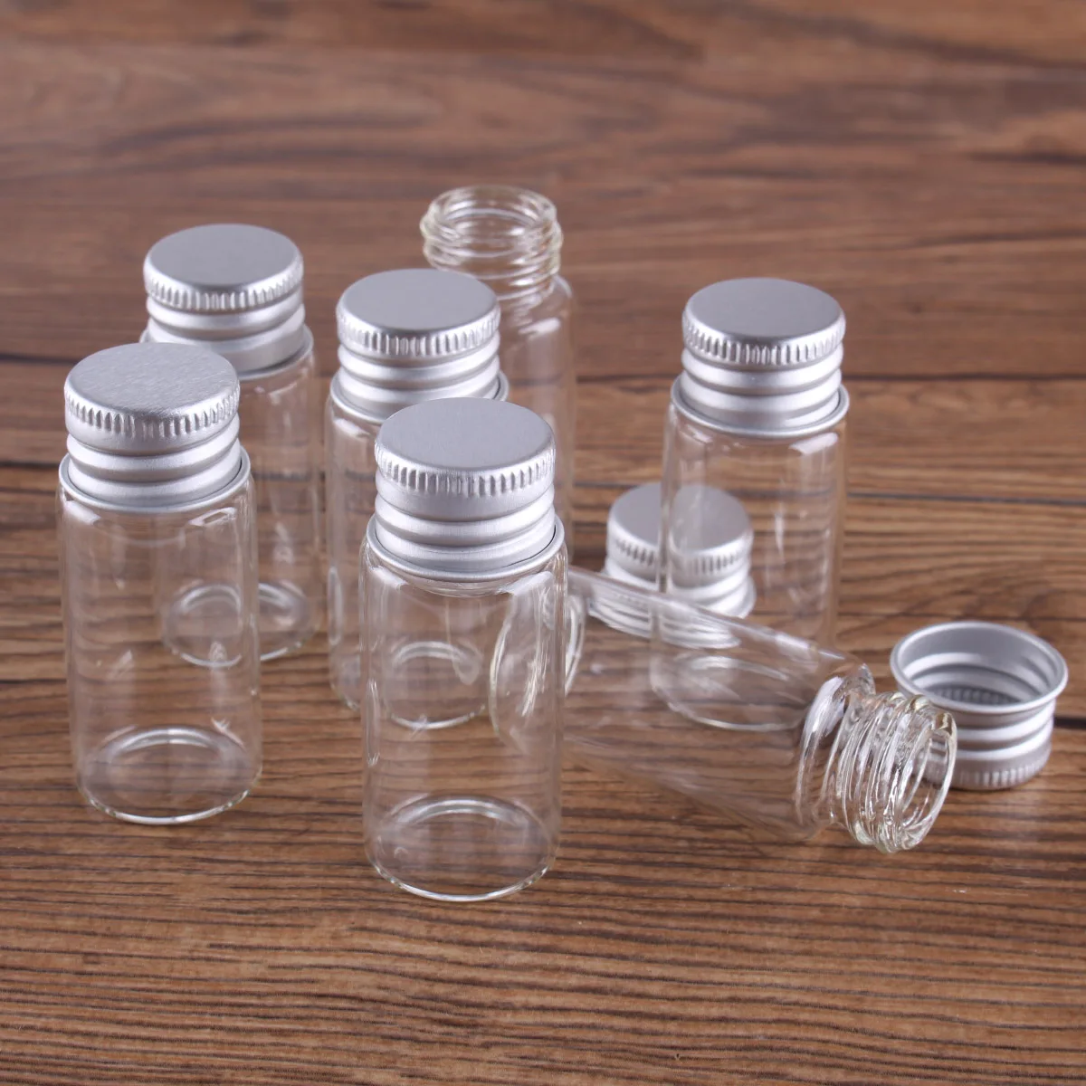 10pcs 10ml 22*50mm Clear Glass Bottles with Aluminum Caps Tiny Empty Glass Jars DIY Crafts Vials Tiny Glass Jars 3