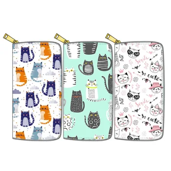 

New Style Cartoon Cat Pu Long Zipper Wallet Kitty Printed Graphic Customization Deng Xing Manufacturers Direct Selling
