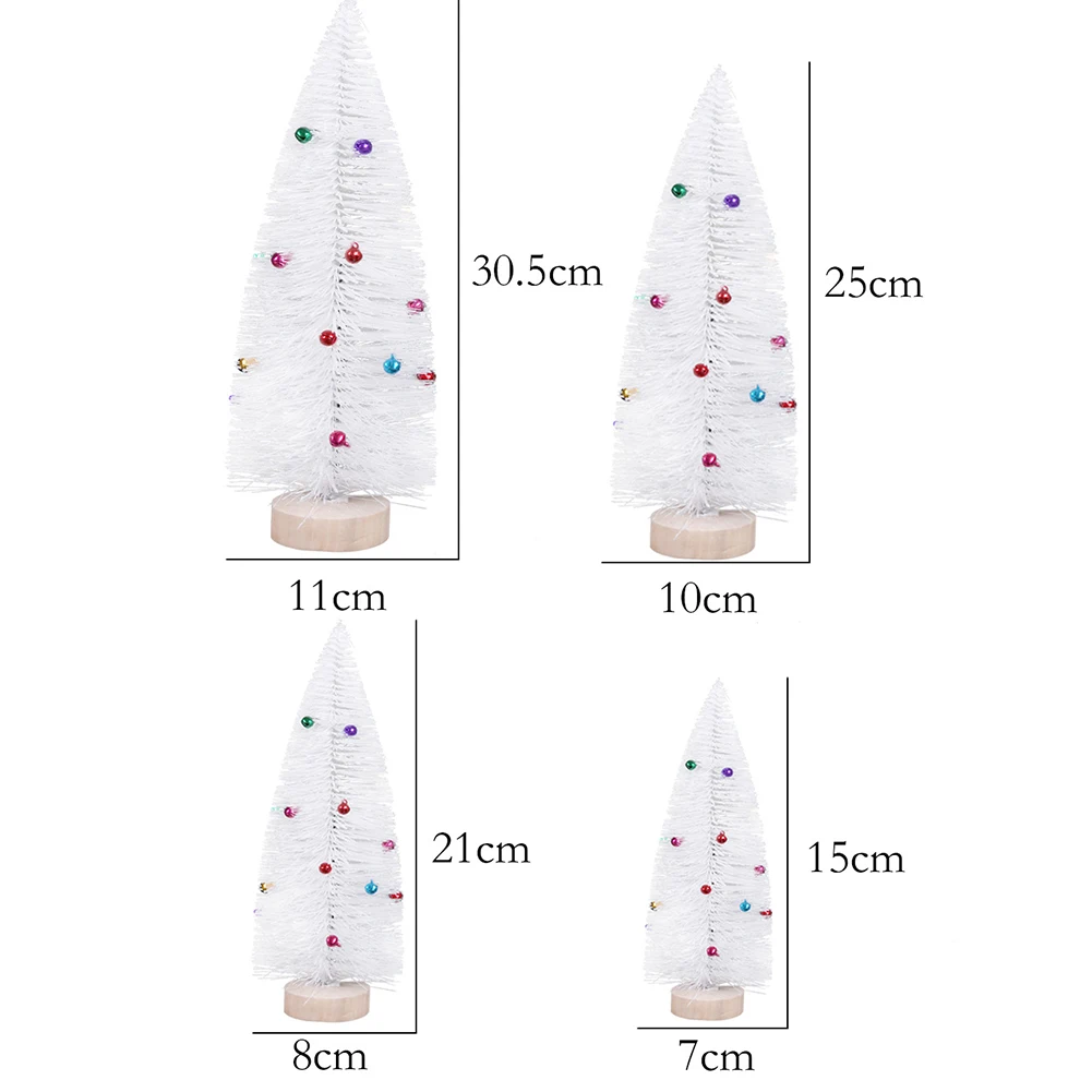 4 шт./компл. с сосновыми иголками маленькие деревья мини белая Рождественская елка с Цветные колокольчики рождественские украшения для дома подарки для детей