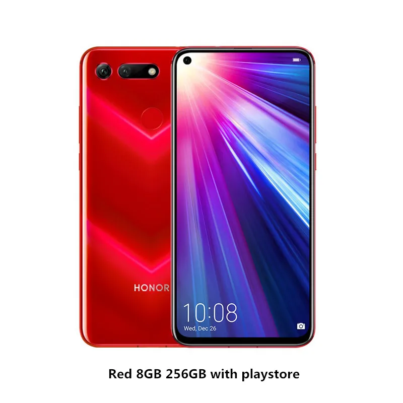 Red 8G256G with P Honor V20 View 20 смартфон 6," Fullview 4000mAh SuperCharge Kirin 980 Android 9 45MP OTG NFC мобильные телефоны - Цвет: Red 8G256G with P