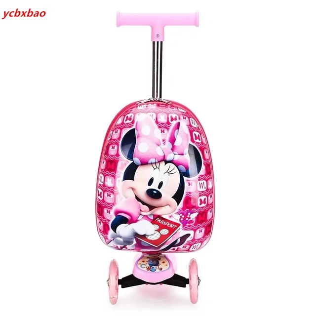 US $52.30 16 Inch Cartoon Child Scooter Suitcase Kid Suitcase on Wheels Rolling Luggage Small Gift Cute Carr