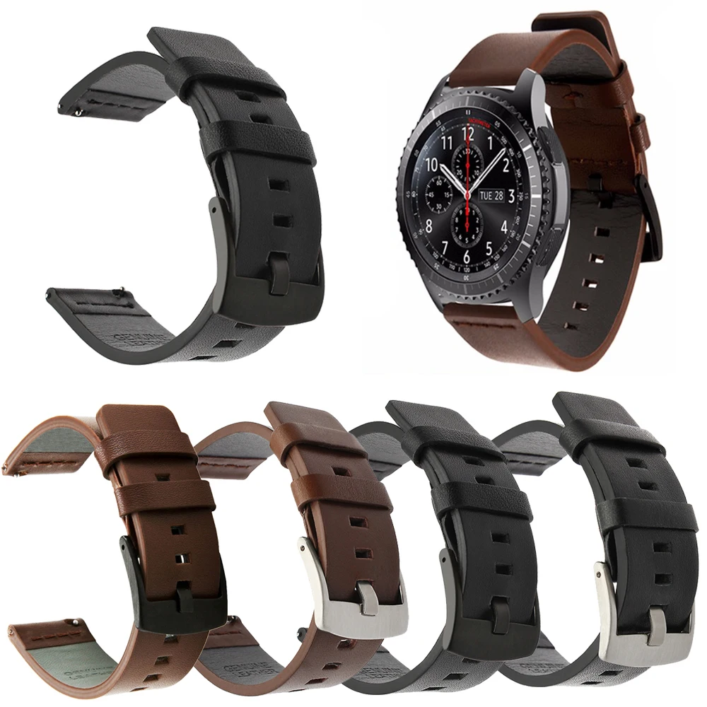 22 мм ремешок из натуральной кожи для часов samsung Galaxy Watch 46 мм gear S3 спортивный ремешок для часов Quick Release huami amazfit Watch