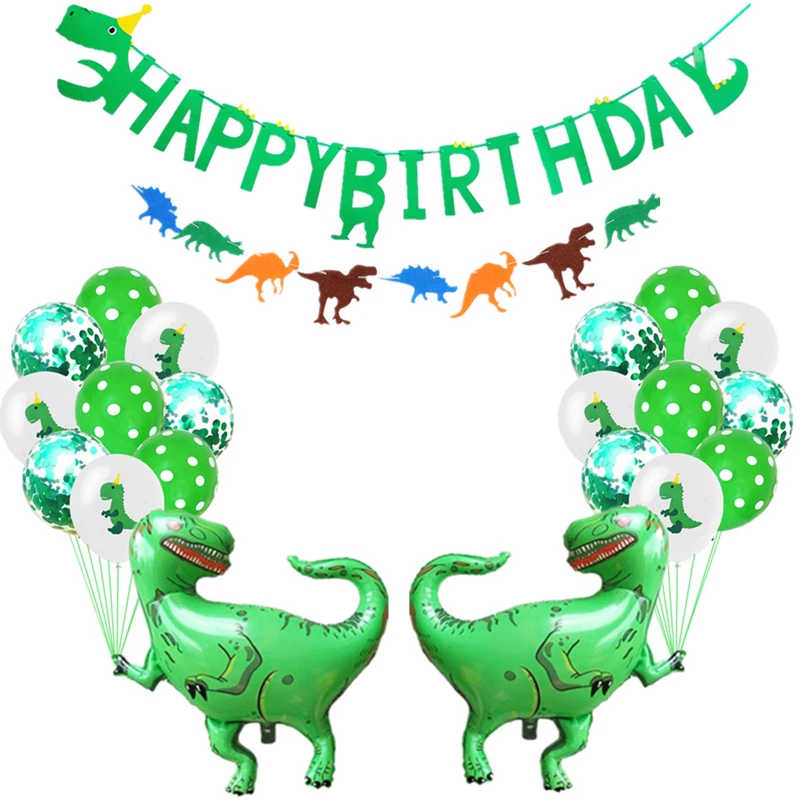 Suministros de decoración para fiesta de dinosaurios, cartel de feliz  cumpleaños, globos, Fiesta Temática, Festival, decoración para  niños|Banderas, serpentinas y confeti| - AliExpress