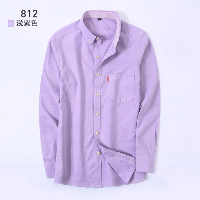 Модная мужская Весенняя однобортная рубашка с длинным рукавом Camisa, дышащая удобная оксфордская хлопковая ткань ярких цветов в английском стиле