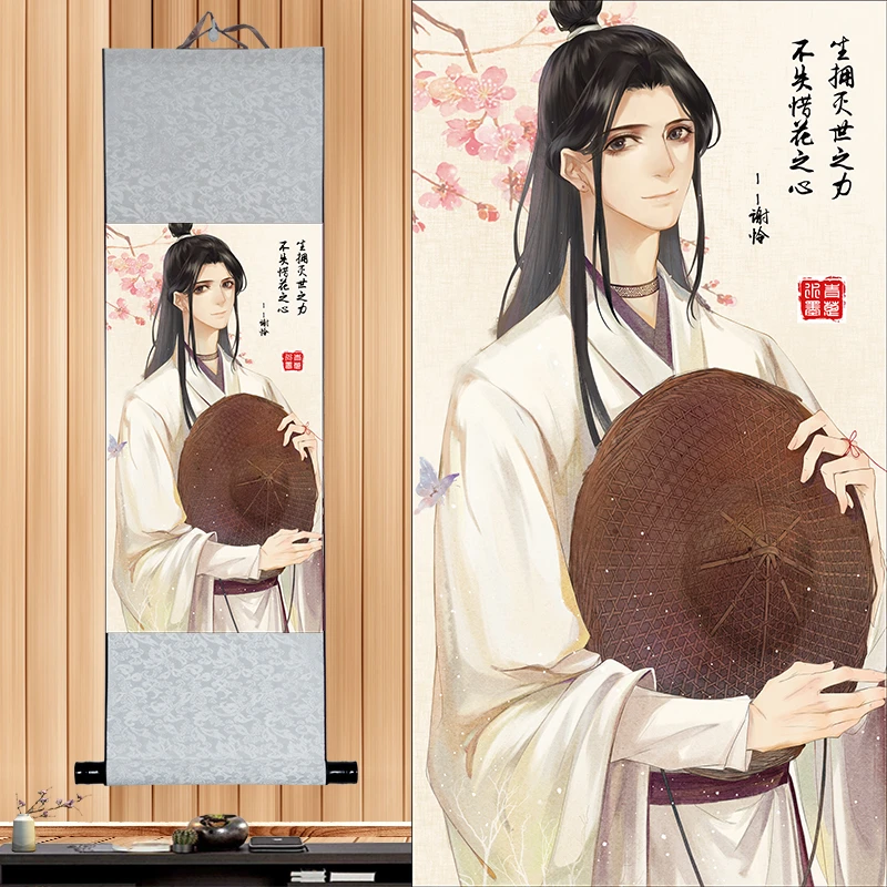 30cm*80cm Tian Guan Ci Fu Hua Cheng Xie Lian Printed Poster Scroll Picture Cosplay Prop Wall Decor for Women Men Gift 1pcs ladies halloween costumes Cosplay Costumes