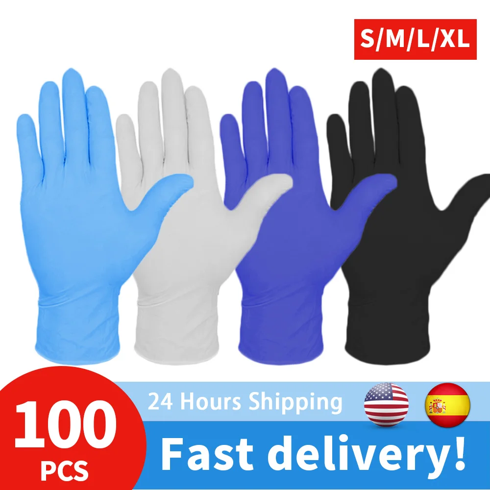 

100PCS Disposable Nitrile Gloves Medical Gloves Latex XL Huge Household Cleaning Laboratory Nail Art Tattoo Anti-Static Gloves