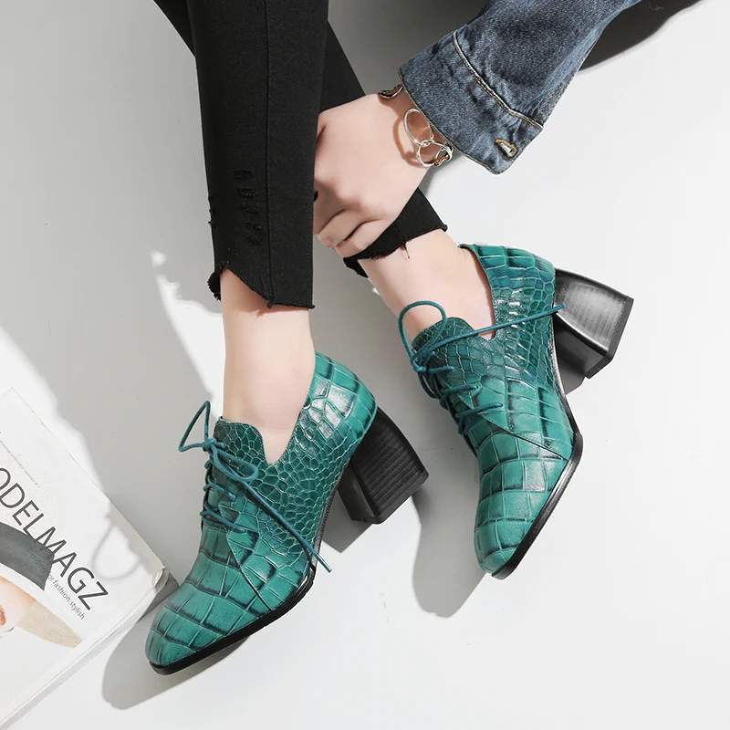 

Women's Shoes Spring New Fashion Genuine Leather Women Pumps High Heels Round Toe Shallow Outside Shoes Woman Size 41 42