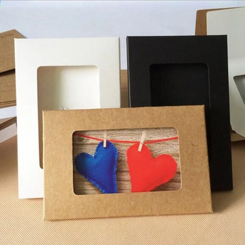 10 unids/lote estilo Retro Negro Blanco marrón hueco sobres de papel de Color a 3 de sobres de papel Kraft foto tarjeta postal bolsa de paquete