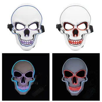 

LED Two-color Illuminating Scary Skull Skeleton Mask Fluorescent Mask Ghost Head Mask For Halloween Decoration Mask