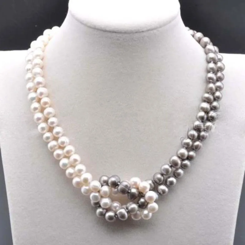 

7-8MM NATURAL SOUTH SEA WHITE GRAY PEARL NECKLACE 18 INCH