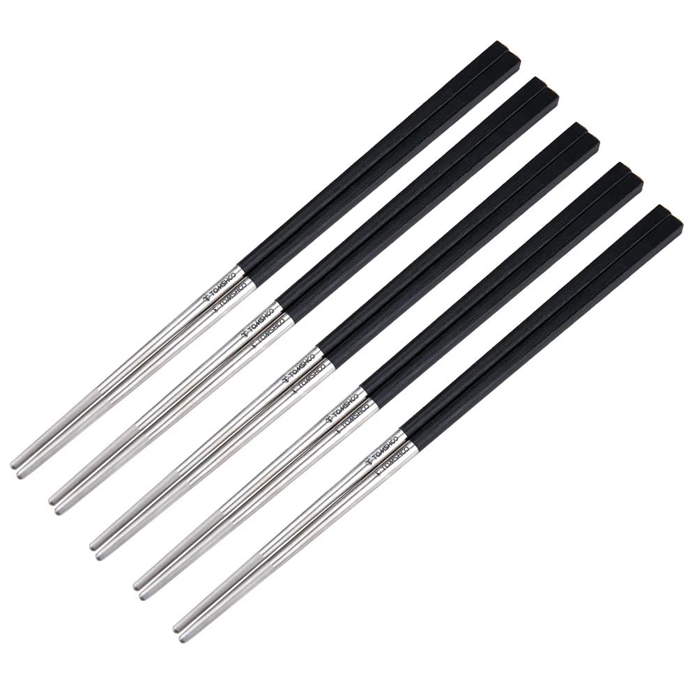 Description Picture 4 of itemTomshoo 1/5 Pairs Portable Titanium Chopsticks Outdoor Chopsticks Tableware Exquisite Non-slip Palillo Chino Reusable Chopsticks
