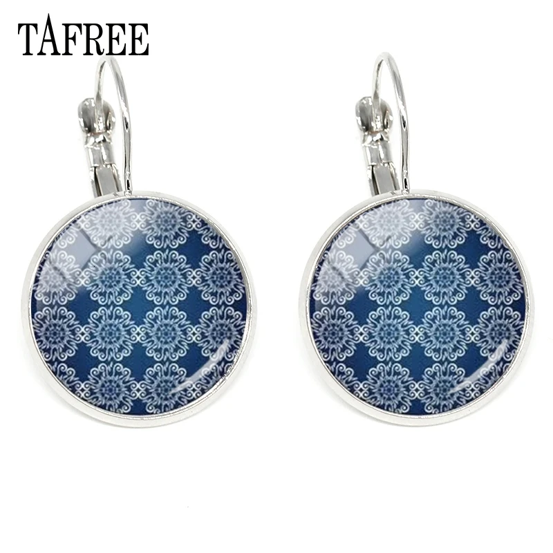 TAFREE Йога серьги Henna Mandala клипсы Новинка модные женские туфли круглое серебристое Цвет серьги Цвет Фул Мандала Цветочный ювелирный HN173