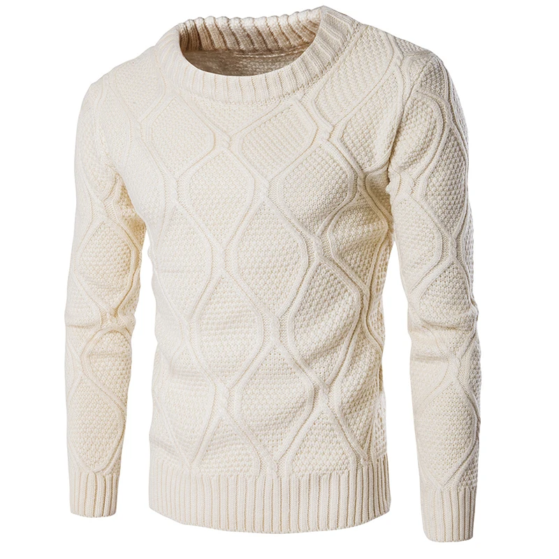 

Zogaa 2019 Sweater Men Woolen Knitwear Men O-neck Long Sleeve Slim Warm Sweaters Grometric Pull Homme Beige Pulllvers Knitwear