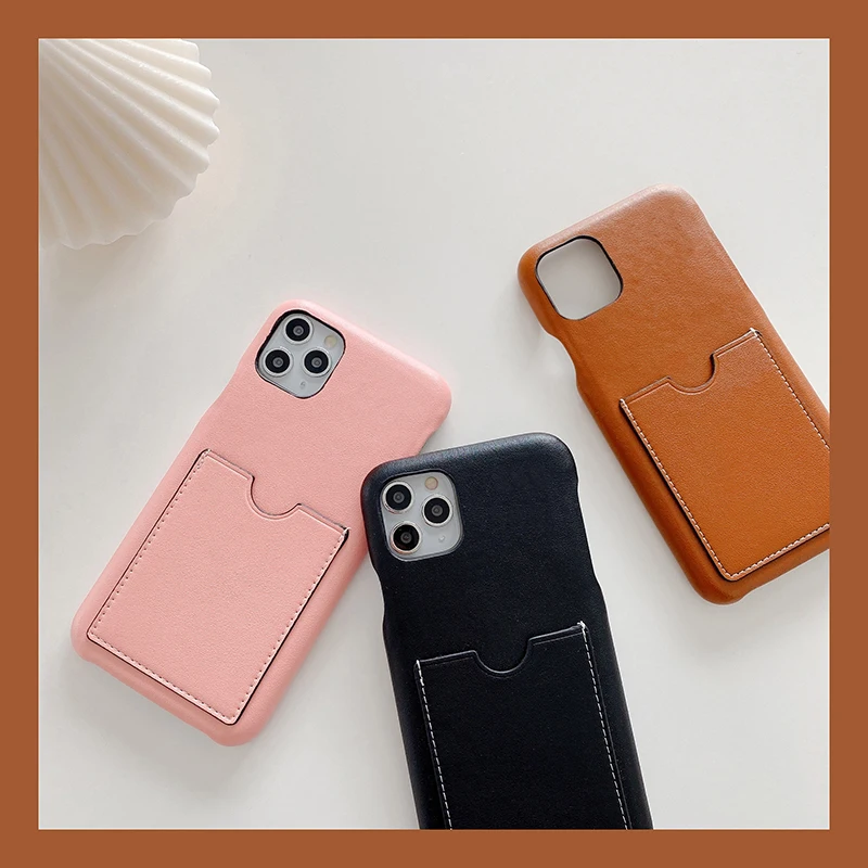 LEV21 Top Quality Leather Card Pocket Case For iPhone 12 11 Pro Max 7 8 Plus XR X Luxury Brand Card Wallet Phone Accessoies Bag
