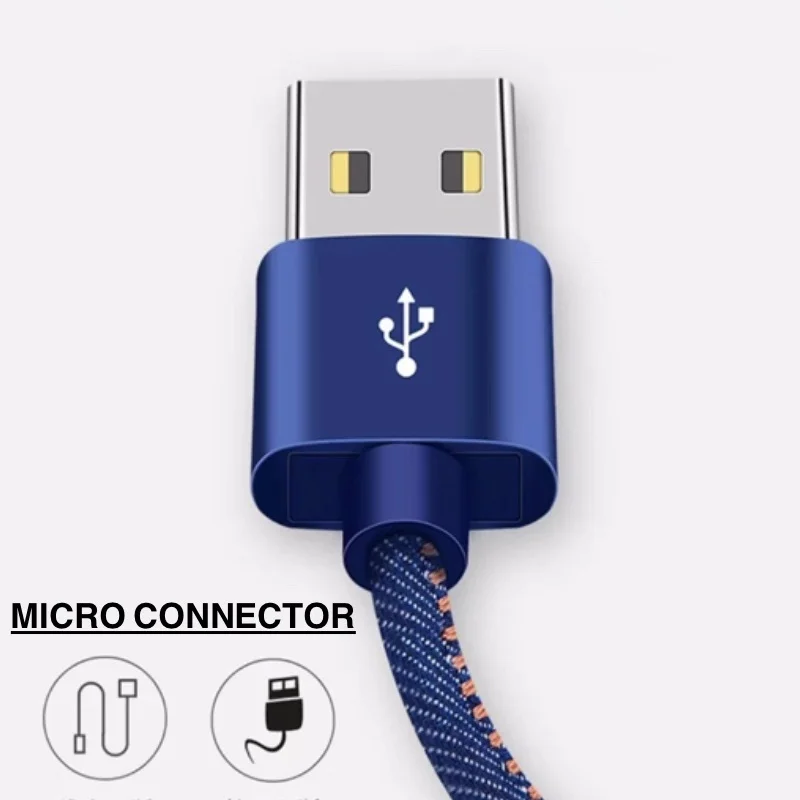 1 м 2 джинсовый микро usb зарядный кабель для samsung 2.4A быстрое зарядное устройство