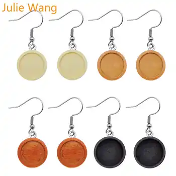 

Julie Wang 4 Pairs Wood Cabochon Base Settings Stainless Steel Ear Hooks Blank Tray Earring Jewelry Making Accessory Inner 12mm