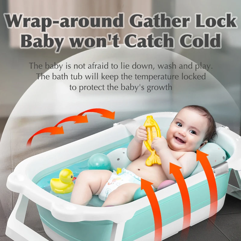 Baby Shining Folding Bath Tub 0-6Y Portable Temperature Reminder Newborn Sit Lie Large Bath Bucket Baby Product Gift Boy Girl