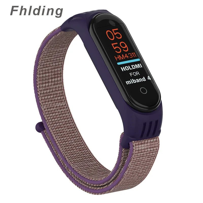 Smoke purple Нейлоновый сменный Браслет для Xiaomi mi, ремешок 4 для mi Band 3, спортивный дышащий браслет для Xiaomi mi, ремешок 3 4 - Цвет: Smoke purple