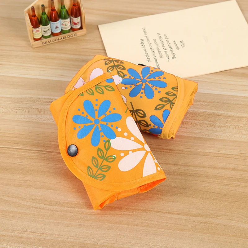 Женская Складная Сумочка большой емкости Повседневная цветочная ткань Оксфорд экологическая многоразовая сумка для покупок сумка - Цвет: Оранжевый
