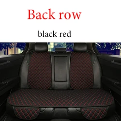 Premium Universal Linen Car Seat Cover Protector - Summer Cushion Pad for Cars, SUVs, and Pick-ups (Black red Back row)