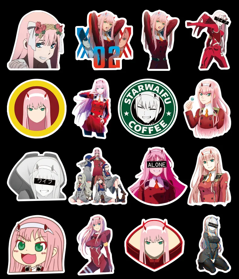 50Pcs Anime DARLING In The FRANXX Stickers for Motorcycle Luggage Laptop Refrigerator Skateboard Bicycle Guitar Toys Sticker