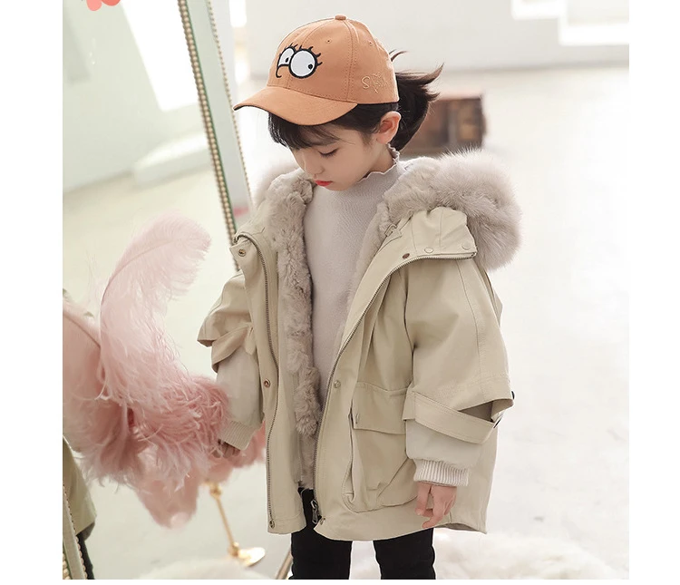 Dollplus/ зимние для маленьких девочек куртка с натуральным мехом, теплая одежда для маленьких девочек, верхняя одежда, пальто, От 4 до 12 лет детская, для новорожденных девочек куртка-парка, куртка для маленьких детей