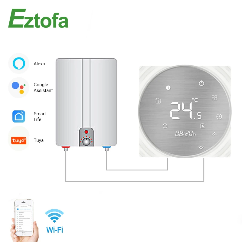 Умный термостат с Wi-Fi регулятор температуры для водяного/газового котла Smart Life/Tuya