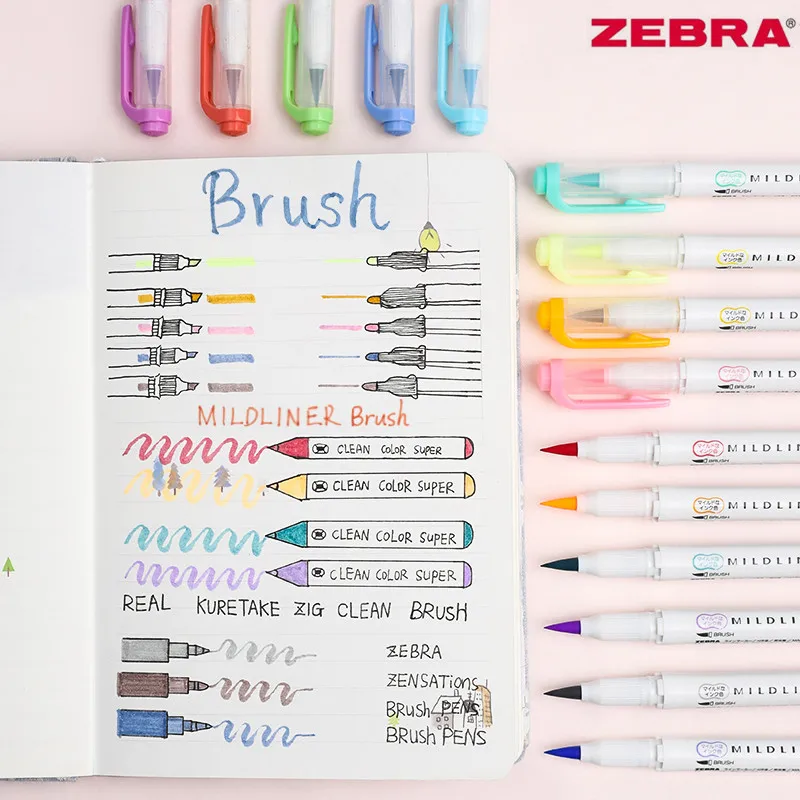 zebra brush pen mildliner