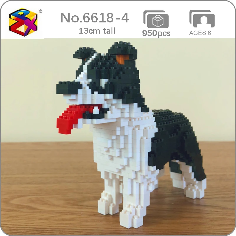 BS 6618 4 бордюр колли собака черный животное 3D модель 950 шт. DIY Мини Алмазные блоки