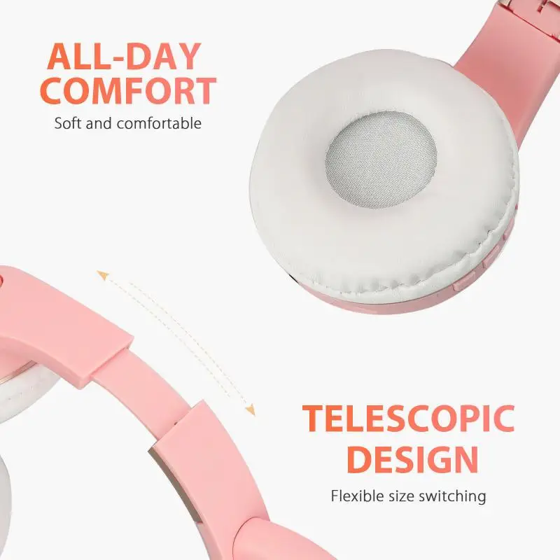 Aoogoor M1 Girls Kids Wireless Headphones Cat Bluetooth Over Ear Headset Stereo Earphones With Mic Wired Headset Gamer