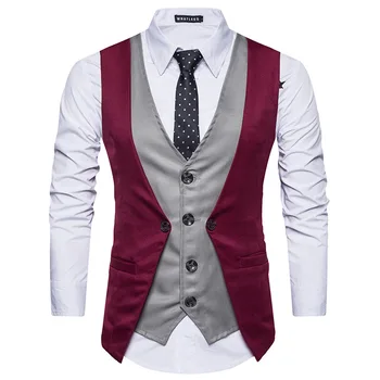 

Men Clothes 2020 New Chalecos Para Hombre FashionFake Two Pieces Men Suit Vest Casual Brand Waistcoat Gilet Dress Vest Men