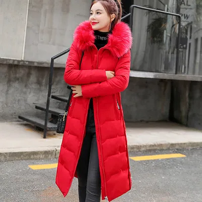 Cotton Hot Sale Solid Full Pockets Zippers Female Long Coat New Slim Parka Padded Jacket Winter Thick Warm Windbreaker