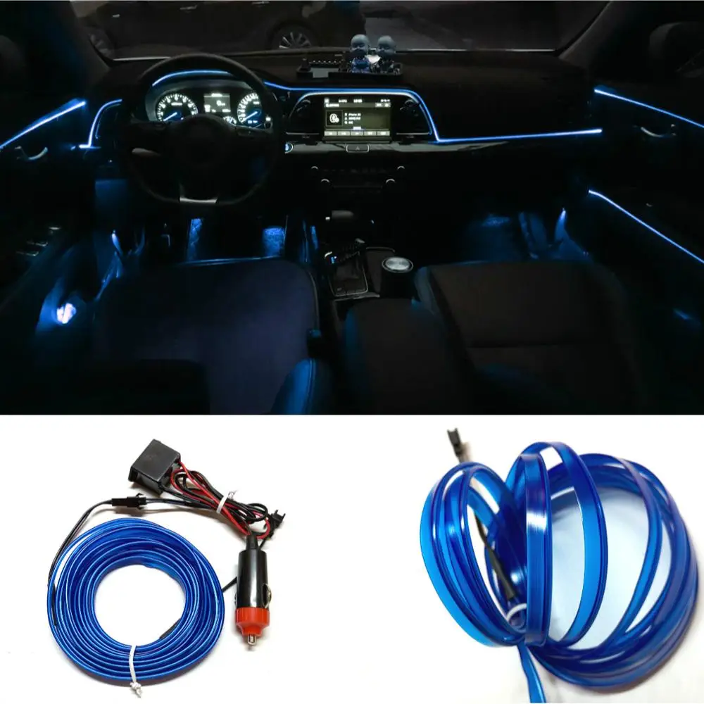 

JURUS 3Meter Car LED Cold Light Line 12V Lights Interior Decoration Strip Flexible Neon EL Wire Rope Tube Accessory Car Indoor