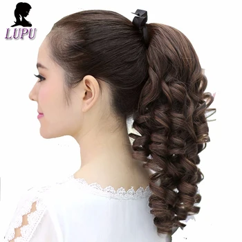 

LUPU Woman Ponytail Long Curly Drawstring Pony tail Synthetic High Temperature Fiber False Hair Clip In Hair Extension