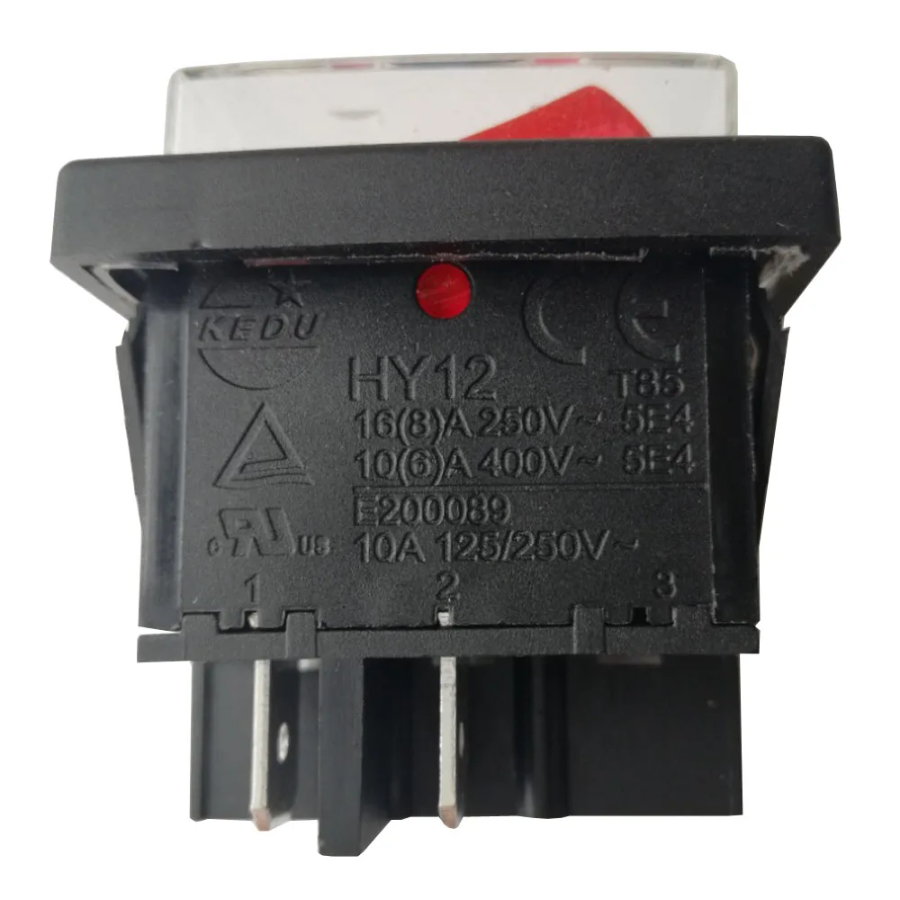 KEDU-Interruptor de botón basculante con lámpara indicadora, herramienta eléctrica de 4 pines, interruptor de arco de encendido y apagado impermeable, HY12 12/10A 125/250V, 1 unidad