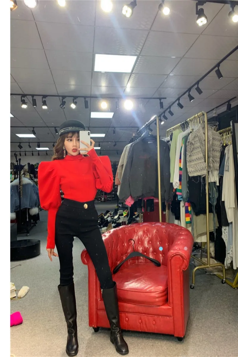 WHITNEY WANG футболка Весенняя модная уличная одежда винтажный стиль с пышными рукавами космическая хлопковая футболка Женские топы Футболка femme