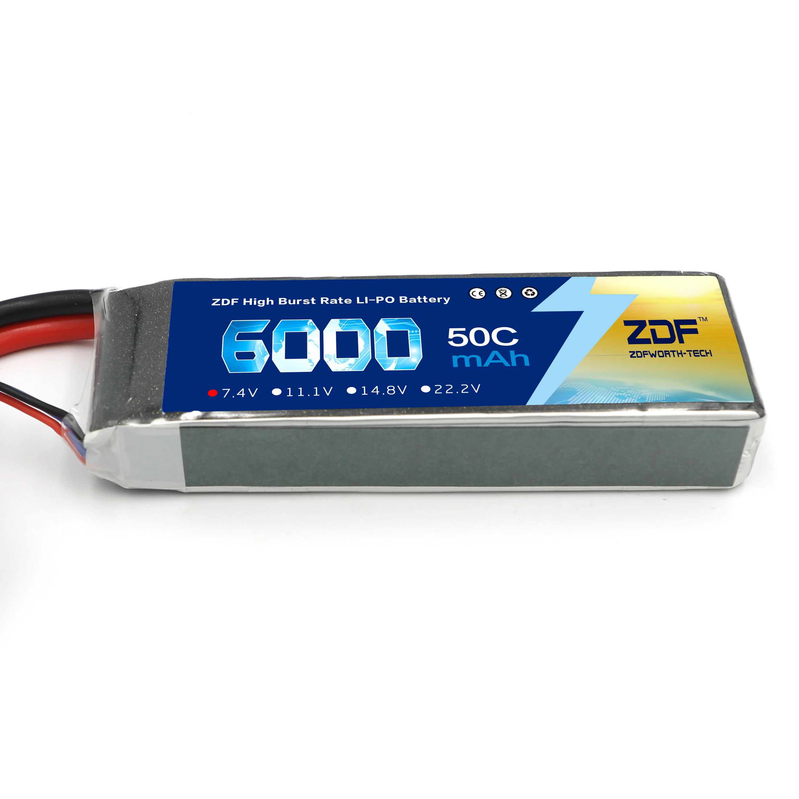 ZDF power RC 2S LiPo батарея 7,4 V 6000MAH 50C для RC Дрон Квадрокоптер вертолет Автомобиль Лодка Самолет