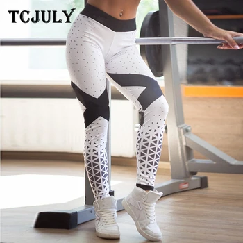 

TCJULY Digital Printed High Waist Workout Leggings Breathable Quick Dry Push Up Ankle Length Pants Stretch Fitness Leggins Women