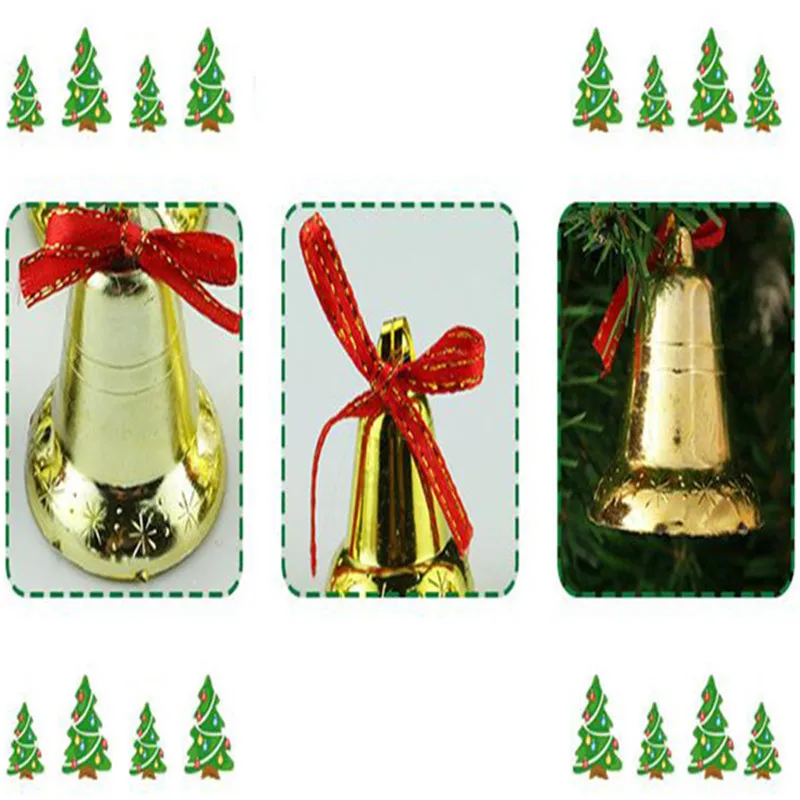 6 шт., металлические колокольчики, рождественские золотые колокольчики, вечерние или елочные украшения, рождественские подарки и украшения, рождественские колокольчики DIY