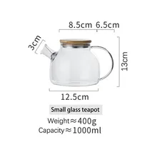  1L/1.8LTransparent Borosilicate Glass Teapot Heat-Resistant Large Clear Tea Pot  Flower Tea Set Puer Kettle Cup Office Home Tool 