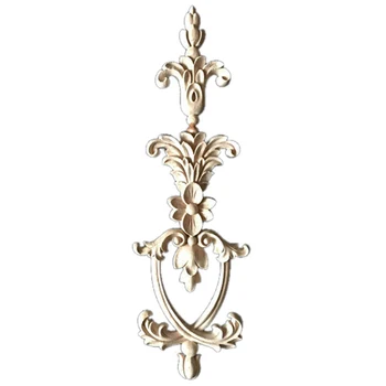 

1X Rubber Wood Carved Applique Vintage Furniture Craft Decor #3