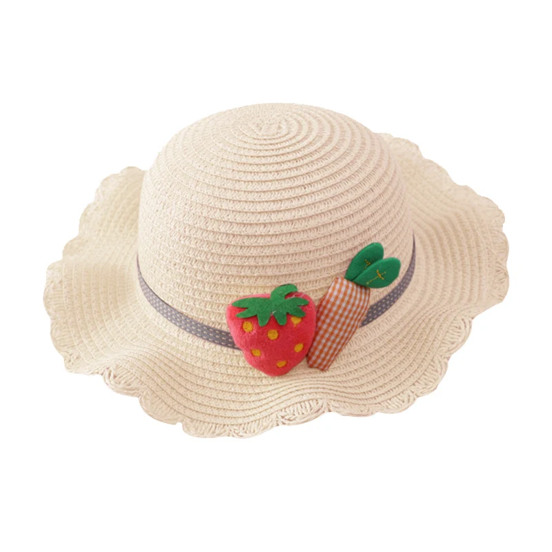 beige hat Droppshiping шляпа сумка набор волнистых соломенных шляп клубника редис шапка одно плечо сумка для детей весенний Летний пляж d88 - Цвет: beige hat