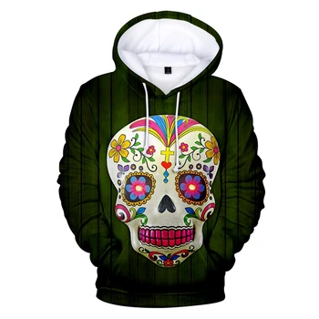 

Day of the dead Hoodies Fashion Keep warm Skull Print Long sleeve Hoodie Horror element Day of the dead 3D Hoodie
