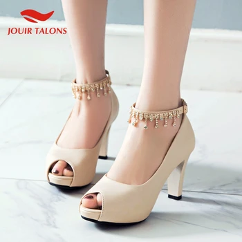 

JOUIR New Design 2020 Peep Toe Party Pumps Woman Shoes Women Buckle Strap Platform High Heels Shoes Woman Pumps Lady