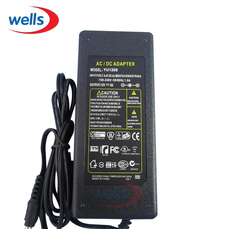 AC DC 12V 8A источник питания 110 240V импульсный трансформатор светодиодный адаптер