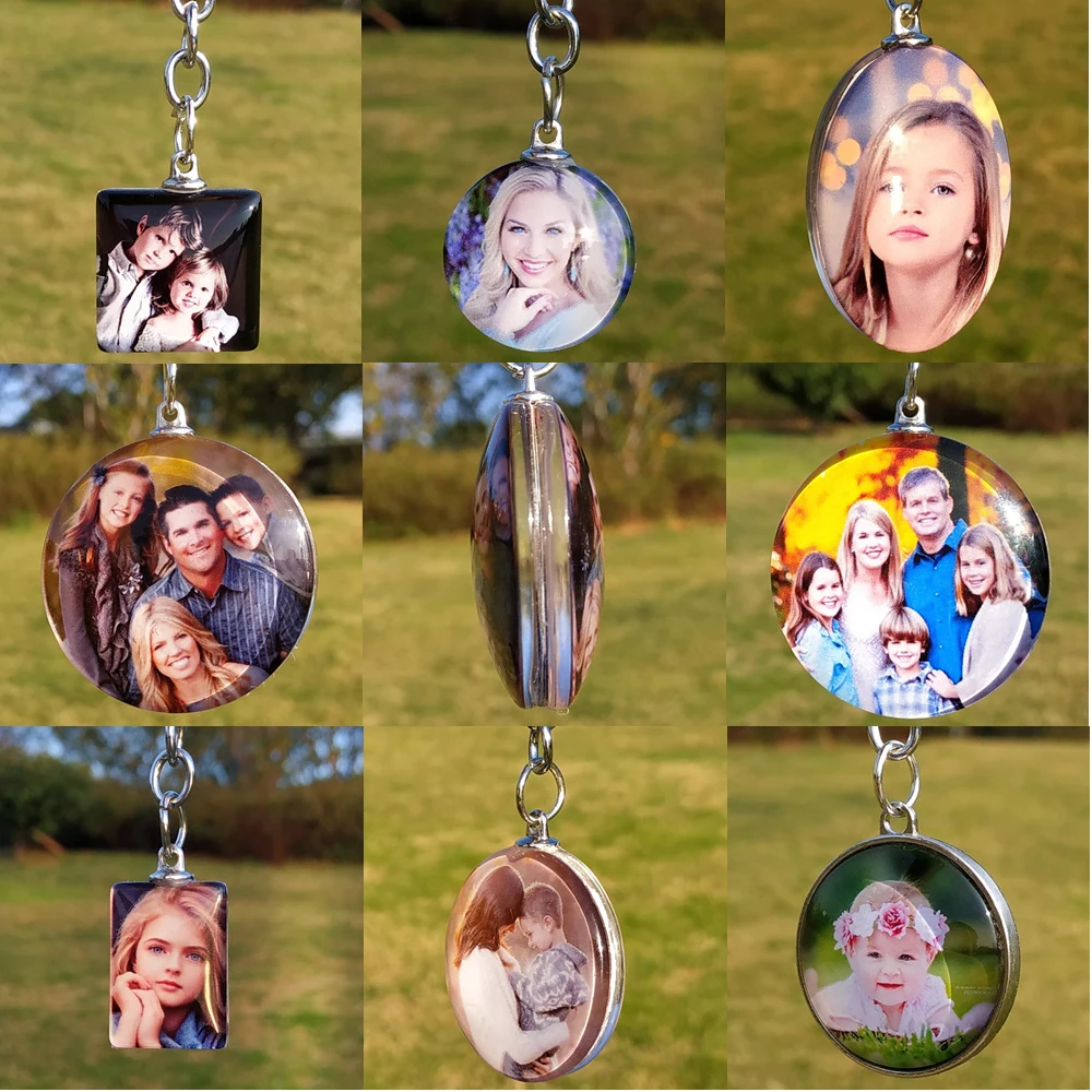 

DIY Double Side Photo Custom Keychain Personalized Keyrings Customized Glass Cabochon Family Lovers Baby metal Key chain Gifts